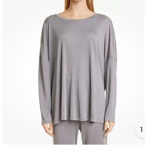 MAX MARA LEISURE Gio Oversize Jersey Top in Medium Grey Size M bat sleeve